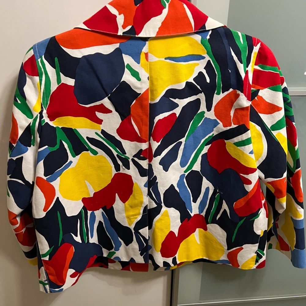 Ralph Lauren Vintage Colorful Print Blazer Petite - Picture 3 of 5
